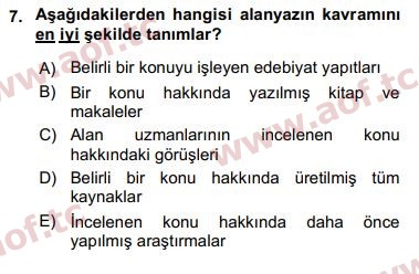 2017 Sosyal Bilimlerde Araştırma Yöntemleri Arasınav 7. Çıkmış Sınav Sorusu