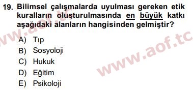 2017 Sosyal Bilimlerde Araştırma Yöntemleri Final 19. Çıkmış Sınav Sorusu