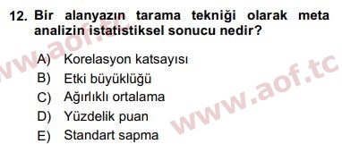 2018 Sosyal Bilimlerde Araştırma Yöntemleri Arasınav 12. Çıkmış Sınav Sorusu