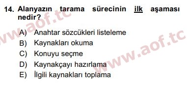 2018 Sosyal Bilimlerde Araştırma Yöntemleri Arasınav 14. Çıkmış Sınav Sorusu