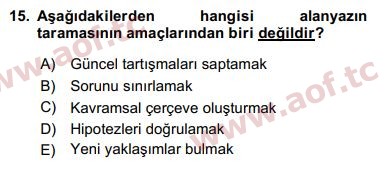 2018 Sosyal Bilimlerde Araştırma Yöntemleri Arasınav 15. Çıkmış Sınav Sorusu