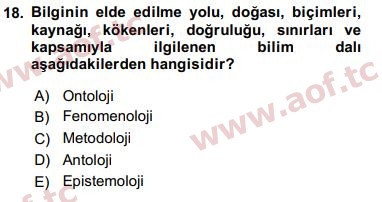 2018 Sosyal Bilimlerde Araştırma Yöntemleri Arasınav 18. Çıkmış Sınav Sorusu