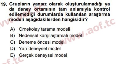 2018 Sosyal Bilimlerde Araştırma Yöntemleri Arasınav 19. Çıkmış Sınav Sorusu