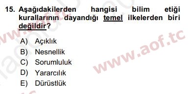 2018 Sosyal Bilimlerde Araştırma Yöntemleri Yaz Okulu 15. Çıkmış Sınav Sorusu