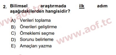 2018 Sosyal Bilimlerde Araştırma Yöntemleri Yaz Okulu 2. Çıkmış Sınav Sorusu