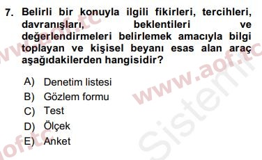 2018 Sosyal Bilimlerde Araştırma Yöntemleri Yaz Okulu 7. Çıkmış Sınav Sorusu