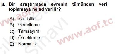 2018 Sosyal Bilimlerde Araştırma Yöntemleri Yaz Okulu 8. Çıkmış Sınav Sorusu