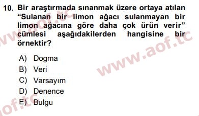 2019 Sosyal Bilimlerde Araştırma Yöntemleri Arasınav 10. Çıkmış Sınav Sorusu