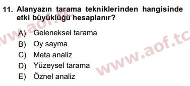 2019 Sosyal Bilimlerde Araştırma Yöntemleri Arasınav 11. Çıkmış Sınav Sorusu