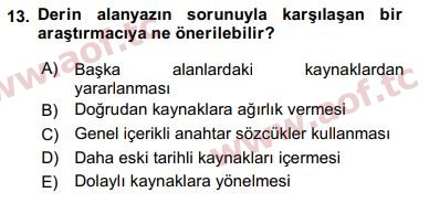 2019 Sosyal Bilimlerde Araştırma Yöntemleri Arasınav 13. Çıkmış Sınav Sorusu