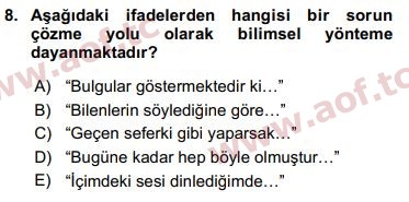 2019 Sosyal Bilimlerde Araştırma Yöntemleri Arasınav 8. Çıkmış Sınav Sorusu