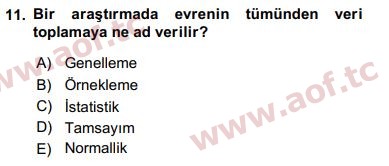 2019 Sosyal Bilimlerde Araştırma Yöntemleri Yaz Okulu 11. Çıkmış Sınav Sorusu