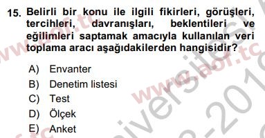 2019 Sosyal Bilimlerde Araştırma Yöntemleri Yaz Okulu 15. Çıkmış Sınav Sorusu