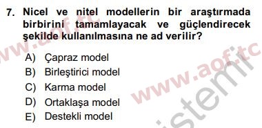 2019 Sosyal Bilimlerde Araştırma Yöntemleri Yaz Okulu 7. Çıkmış Sınav Sorusu