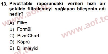 2015 Temel Bilgi Teknolojileri 1 Arasınav 13. Çıkmış Sınav Sorusu