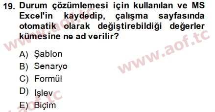 2015 Temel Bilgi Teknolojileri 1 Arasınav 19. Çıkmış Sınav Sorusu