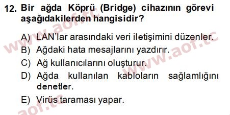 2015 Temel Bilgi Teknolojileri 1 Final 12. Çıkmış Sınav Sorusu