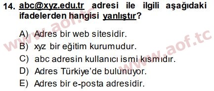 2015 Temel Bilgi Teknolojileri 1 Final 14. Çıkmış Sınav Sorusu