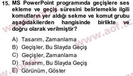 2015 Temel Bilgi Teknolojileri 1 Final 15. Çıkmış Sınav Sorusu