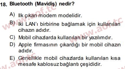 2015 Temel Bilgi Teknolojileri 1 Final 18. Çıkmış Sınav Sorusu