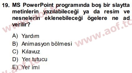 2015 Temel Bilgi Teknolojileri 1 Final 19. Çıkmış Sınav Sorusu