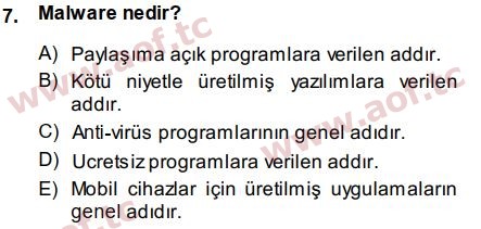 2015 Temel Bilgi Teknolojileri 1 Final 7. Çıkmış Sınav Sorusu