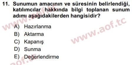 2016 Temel Bilgi Teknolojileri 1 Arasınav 11. Çıkmış Sınav Sorusu