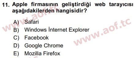 2016 Temel Bilgi Teknolojileri 1 Final 11. Çıkmış Sınav Sorusu