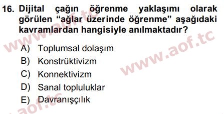 2016 Temel Bilgi Teknolojileri 1 Final 16. Çıkmış Sınav Sorusu