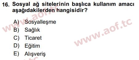 2017 Temel Bilgi Teknolojileri 1 Final 16. Çıkmış Sınav Sorusu