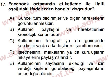 2017 Temel Bilgi Teknolojileri 1 Final 17. Çıkmış Sınav Sorusu