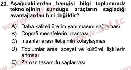 2017 Temel Bilgi Teknolojileri 1 Final 20. Çıkmış Sınav Sorusu