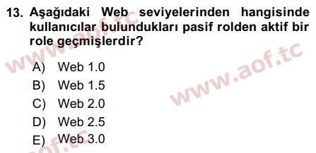 2018 Temel Bilgi Teknolojileri 1 Final 13. Çıkmış Sınav Sorusu