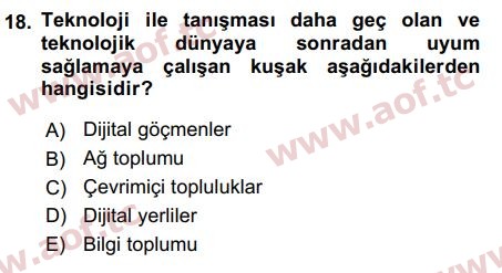 2018 Temel Bilgi Teknolojileri 1 Final 18. Çıkmış Sınav Sorusu