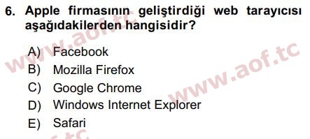 2018 Temel Bilgi Teknolojileri 1 Final 6. Çıkmış Sınav Sorusu