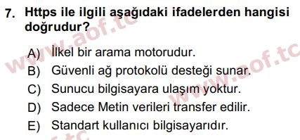 2018 Temel Bilgi Teknolojileri 1 Final 7. Çıkmış Sınav Sorusu