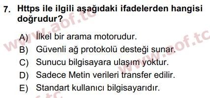 2018 Temel Bilgi Teknolojileri 1 Final 7. Çıkmış Sınav Sorusu