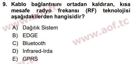 2018 Temel Bilgi Teknolojileri 1 Final 9. Çıkmış Sınav Sorusu