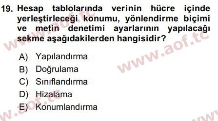 2019 Temel Bilgi Teknolojileri 1 Arasınav 19. Çıkmış Sınav Sorusu