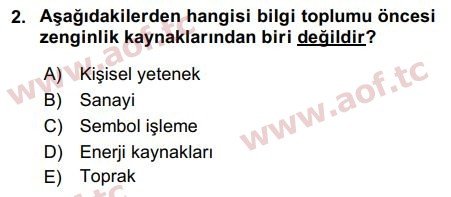 2019 Temel Bilgi Teknolojileri 1 Arasınav 2. Çıkmış Sınav Sorusu