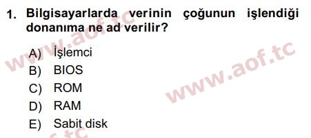 2019 Temel Bilgi Teknolojileri 1 Final 1. Çıkmış Sınav Sorusu