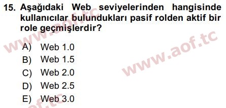 2019 Temel Bilgi Teknolojileri 1 Final 15. Çıkmış Sınav Sorusu