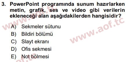 2019 Temel Bilgi Teknolojileri 1 Final 3. Çıkmış Sınav Sorusu