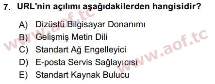 2019 Temel Bilgi Teknolojileri 1 Final 7. Çıkmış Sınav Sorusu