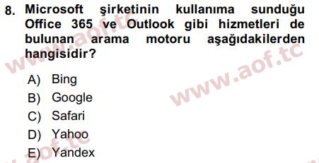 2019 Temel Bilgi Teknolojileri 1 Final 8. Çıkmış Sınav Sorusu