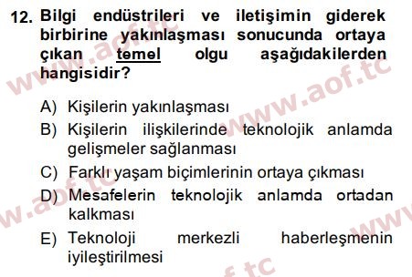 2015 Temel Bilgi Teknolojileri 2 Arasınav 12. Çıkmış Sınav Sorusu