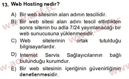 2015 Temel Bilgi Teknolojileri 2 Arasınav 13. Çıkmış Sınav Sorusu