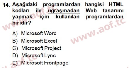 2015 Temel Bilgi Teknolojileri 2 Arasınav 14. Çıkmış Sınav Sorusu