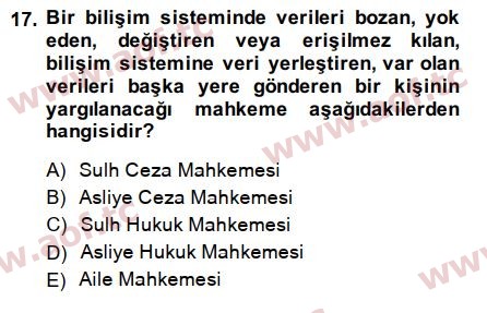 2015 Temel Bilgi Teknolojileri 2 Arasınav 17. Çıkmış Sınav Sorusu