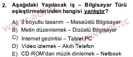 2015 Temel Bilgi Teknolojileri 2 Arasınav 2. Çıkmış Sınav Sorusu